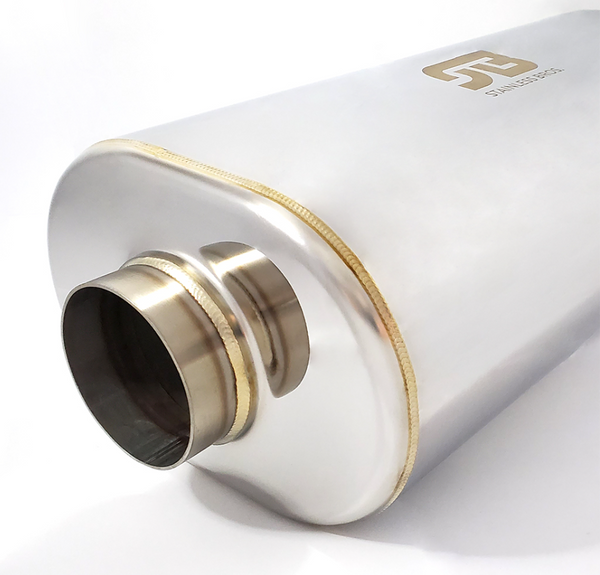 3" SS304 Oval Muffler 14" OAL - Polished Finish