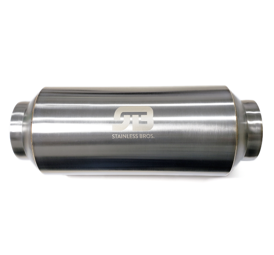 3" SS304 Lightweight Race Muffler 12" OAL - Matte Finish